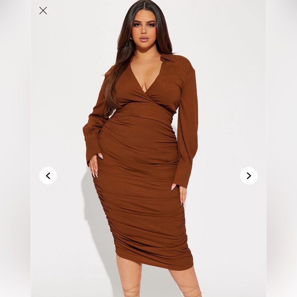 Fashion Nova Brown Wrap Dress